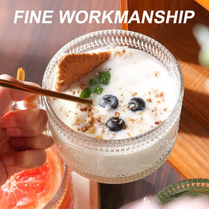 Vintage glasskrus med solsikkemønster – Sett med 2 stk