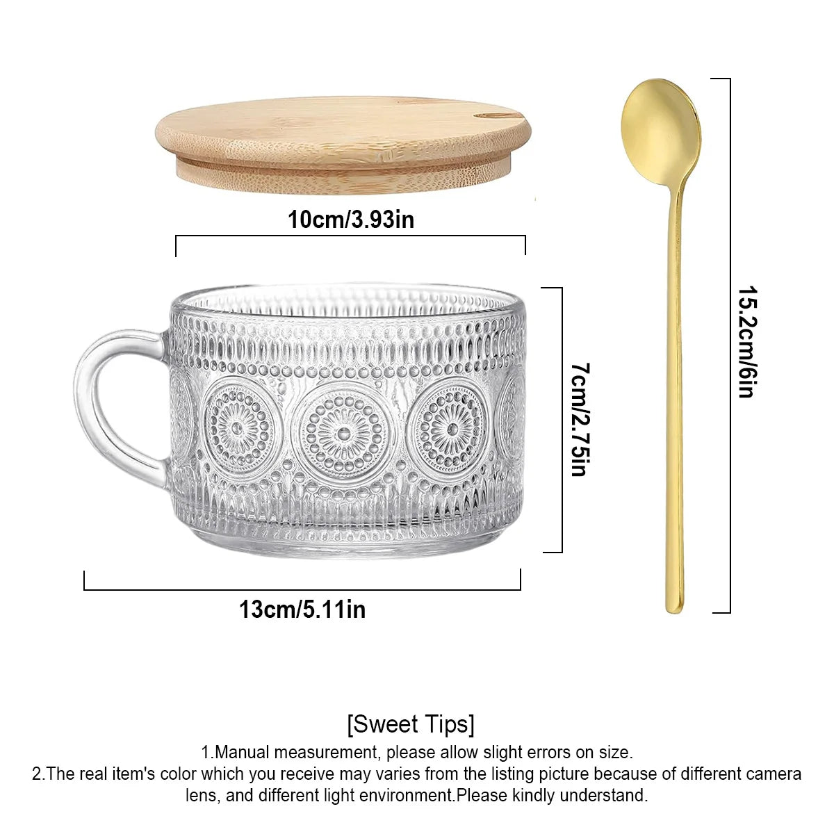Vintage glasskrus med solsikkemønster – Sett med 2 stk